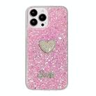 For iPhone 15 Pro Starry Sequin Diamond Heart Epoxy TPU Phone Case(Pink) - 1