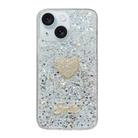 For iPhone 15 Plus Starry Sequin Diamond Heart Epoxy TPU Phone Case(Silver) - 1