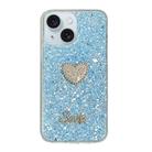 For iPhone 15 Starry Sequin Diamond Heart Epoxy TPU Phone Case(Blue) - 1