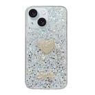 For iPhone 15 Starry Sequin Diamond Heart Epoxy TPU Phone Case(Silver) - 1