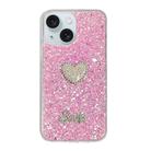 For iPhone 15 Starry Sequin Diamond Heart Epoxy TPU Phone Case(Pink) - 1