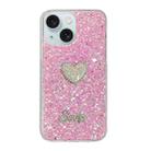 For iPhone 14 Plus Starry Sequin Diamond Heart Epoxy TPU Phone Case(Pink) - 1