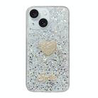 For iPhone 14 Starry Sequin Diamond Heart Epoxy TPU Phone Case(Silver) - 1