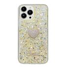 For iPhone 14 Pro Starry Sequin Diamond Heart Epoxy TPU Phone Case(Yellow) - 1