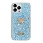 For iPhone 14 Pro Starry Sequin Diamond Heart Epoxy TPU Phone Case(Blue) - 1