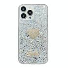 For iPhone 14 Pro Starry Sequin Diamond Heart Epoxy TPU Phone Case(Silver) - 1