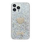 For iPhone 14 Pro Max Starry Sequin Diamond Heart Epoxy TPU Phone Case(Silver) - 1