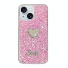 For iPhone 13 Starry Sequin Diamond Heart Epoxy TPU Phone Case(Pink) - 1