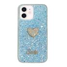 For iPhone 12 Starry Sequin Diamond Heart Epoxy TPU Phone Case(Blue) - 1