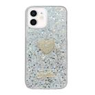 For iPhone 12 Starry Sequin Diamond Heart Epoxy TPU Phone Case(Silver) - 1