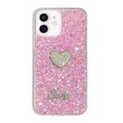 For iPhone 12 Starry Sequin Diamond Heart Epoxy TPU Phone Case(Pink) - 1