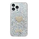 For iPhone 12 Pro Max Starry Sequin Diamond Heart Epoxy TPU Phone Case(Silver) - 1