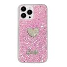 For iPhone 12 Pro Max Starry Sequin Diamond Heart Epoxy TPU Phone Case(Pink) - 1
