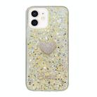 For iPhone 12 mini Starry Sequin Diamond Heart Epoxy TPU Phone Case(Yellow) - 1