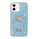 For iPhone 12 mini Starry Sequin Diamond Heart Epoxy TPU Phone Case(Blue) - 1