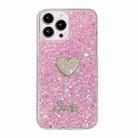 For iPhone 11 Pro Max Starry Sequin Diamond Heart Epoxy TPU Phone Case(Pink) - 1