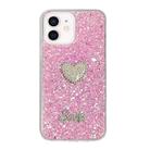 For iPhone 11 Starry Sequin Diamond Heart Epoxy TPU Phone Case(Pink) - 1