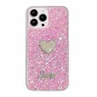 For iPhone 11 Pro Starry Sequin Diamond Heart Epoxy TPU Phone Case(Pink) - 1