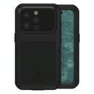 For iPhone 15 Pro LOVE MEI Metal Shockproof Life Waterproof Dustproof Phone Case(Black) - 1