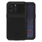 For iPhone 15 Pro Max LOVE MEI Metal Shockproof Life Waterproof Dustproof Phone Case(Black) - 1