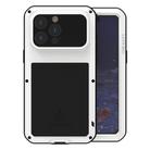 For iPhone 15 Pro Max LOVE MEI Metal Shockproof Life Waterproof Dustproof Phone Case(White) - 1