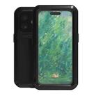 For iPhone 16 LOVE MEI Metal Shockproof Life Waterproof Dustproof Phone Case(Black) - 1