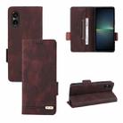 For Sony Xperia 5 V 2023 Magnetic Clasp Leather Phone Case(Brown) - 1