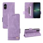 For Sony Xperia 5 V 2023 Magnetic Clasp Leather Phone Case(Purple) - 1