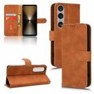 For Sony Xperia 1 VI 2024 Skin Feel Magnetic Flip Leather Phone Case(Brown) - 1