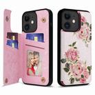 For iPhone 11 Printed Double Buckle RFID Anti-theft Phone Case(Rose) - 1