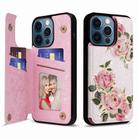 For iPhone 12 Pro Max Printed Double Buckle RFID Anti-theft Phone Case(Rose) - 1