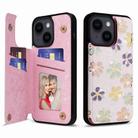 For iPhone 14 Plus Printed Double Buckle RFID Anti-theft Phone Case(Blossoming Flowers) - 1