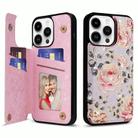 For iPhone 14 Pro Printed Double Buckle RFID Anti-theft Phone Case(Pastoral Rose) - 1