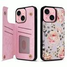 For iPhone 15 Plus Printed Double Buckle RFID Anti-theft Phone Case(Pastoral Rose) - 1