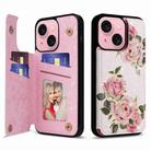 For iPhone 15 Plus Printed Double Buckle RFID Anti-theft Phone Case(Rose) - 1
