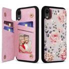 For iPhone XR Printed Double Buckle RFID Anti-theft Phone Case(Pastoral Rose) - 1