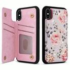 For iPhone XS Max Printed Double Buckle RFID Anti-theft Phone Case(Pastoral Rose) - 1