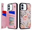 For iPhone 16 Plus Printed Double Buckle RFID Anti-theft Phone Case(Pastoral Rose) - 1