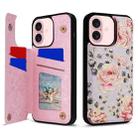 For iPhone 16 Printed Double Buckle RFID Anti-theft Phone Case(Pastoral Rose) - 1