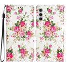 For Samsung Galaxy A35 Colored Drawing Leather Phone Case(Peonies) - 1