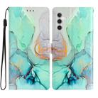 For Samsung Galaxy A55 Colored Drawing Leather Phone Case(Green Marble) - 1