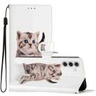 For Samsung Galaxy A26 5G Colored Drawing Leather Phone Case(Little Tabby Cat) - 1