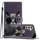 For Samsung Galaxy A56 5G Colored Drawing Leather Phone Case(Sunglasses Cat) - 1