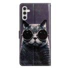 For Samsung Galaxy A56 5G Colored Drawing Leather Phone Case(Sunglasses Cat) - 3