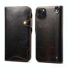 For iPhone 15 Pro Max Denior Oil Wax Cowhide Magnetic Button Genuine Leather Case(Black) - 1