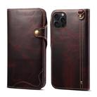 For iPhone 15 Pro Max Denior Oil Wax Cowhide Magnetic Button Genuine Leather Case(Dark Red) - 1