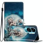 For Honor 90 Lite Colored Drawing Leather Phone Case(Twin Wolves) - 1