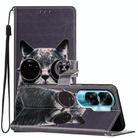 For Honor 90 Lite Colored Drawing Leather Phone Case(Sunglasses Cat) - 1