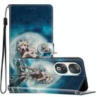 For Honor 90 Colored Drawing Leather Phone Case(Twin Wolves) - 1