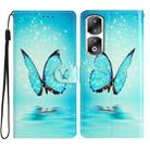 For Honor 90 Pro Colored Drawing Leather Phone Case(Blue Butterfly) - 1